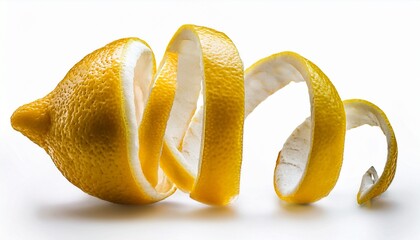 Creative Lemon Peel Twist Peeled Lemon Curl Separated Into Spirals N Fresh Citrus Motif