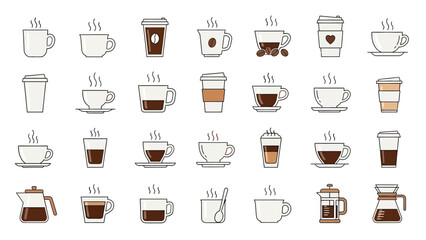 Collection of Various Coffee Cup Styles and Brewing Methods
