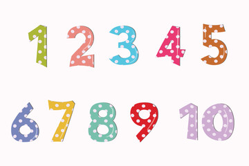 Naklejka premium Set of colorful numbers. Vector illustration. Template elements for greeting card, web design. Mathematics educational children game.