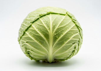 Fototapeta premium Fresh green cabbage head isolated on white background