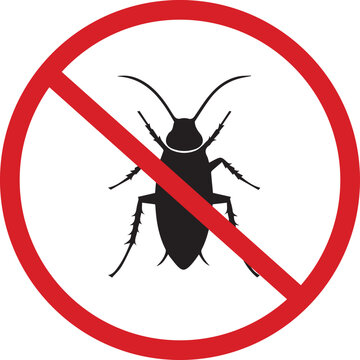 No cockroaches allowed sign. Pest control illustration