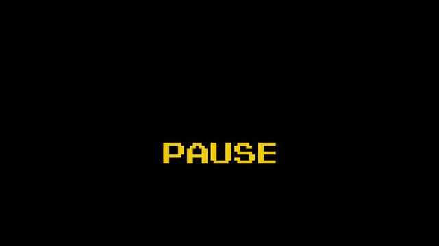 Pixel Art 8-Bit Retro Game Pause Screen Text Loop Animation for Vintage Arcade Computer Assets 4k video animation seamless loop