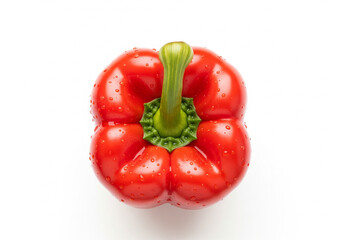 Fresh red bell pepper or capsicum top view isolated on white background
