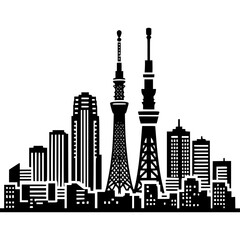 Obraz premium Tokyo Skyline Icon Vector
