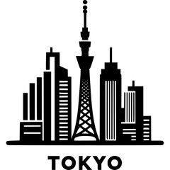 Fototapeta premium Tokyo Skyline Icon Vector