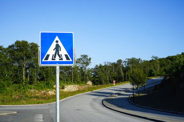 Pedestrian crosswalk on a quiet suburban road in Norway