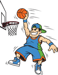 Cool Basketball Player Slam Dunking Mascot Character Illustration © Haider