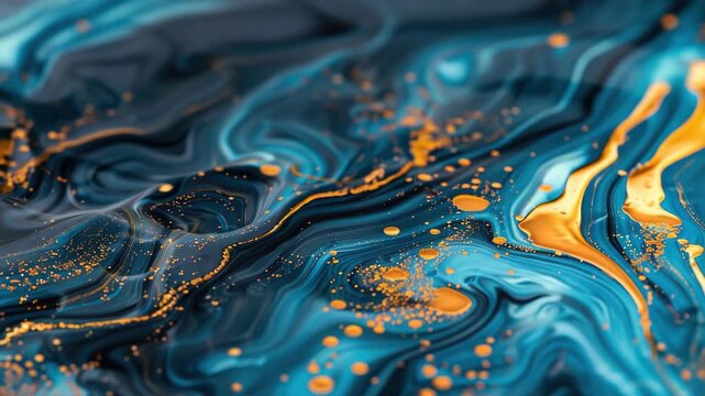 Swirling abstract fluid art background with blue and orange accents