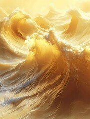 Naklejka premium A mesmerizing view of golden ocean waves, illuminated by soft sunlight, creating a warm, serene atmosphere that evokes a sense of tranquility and beauty.