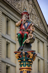 Kindlifresserbrunnen Child Eater ogre fountain in the old town Bern, Switzerland