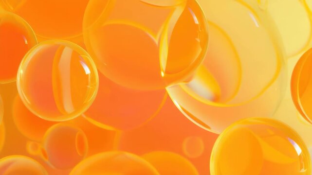 Vibrant orange lava lamp bubbles in motion with light reflection on surface.