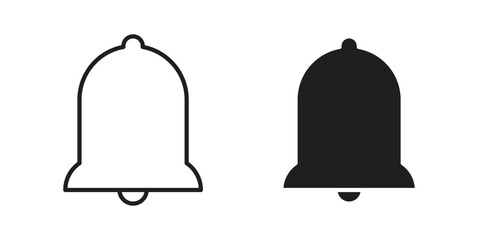 Bell icons for apps and print media. Editable stroke and flat icons