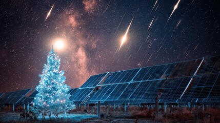 Power plant with festive tree for New Year