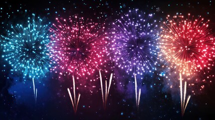 Vibrant Fireworks Display Illuminating the Night Sky