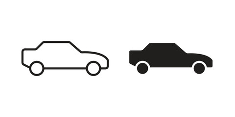 Fototapeta premium Car icons for apps and print media. Editable stroke and flat icons
