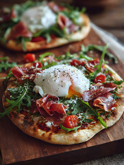 Flatbread with Poached Egg and Prosciutto