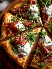 Pizza with Prosciutto and Burrata Cheese