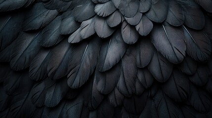 Fototapeta premium Close-up Macro Texture of Dark Black Bird Feathers