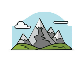 Mountains and clouds illustration cartoon design