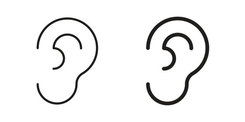 Fototapeta premium Ear icons for apps and print media. Editable stroke and flat icons