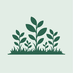 Minimal silhouette of growing plants representing spring growth