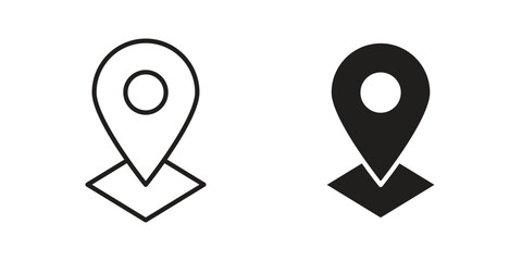 Gps icons for apps and print media. Editable stroke and flat icons