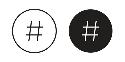 Obraz premium Hashtag icons for apps and print media. Editable stroke and flat icons