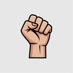 Outline icon of raised fist symbolizing empowerment.