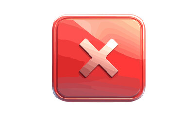 Obraz premium Icona rossa lucida con simbolo di croce o errore, isolata su sfondo trasparente, perfetta per rifiuto.