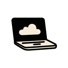 Fototapeta premium Icona minimalista di un laptop con simbolo nuvola astratta sullo schermo su sfondo trasparente.