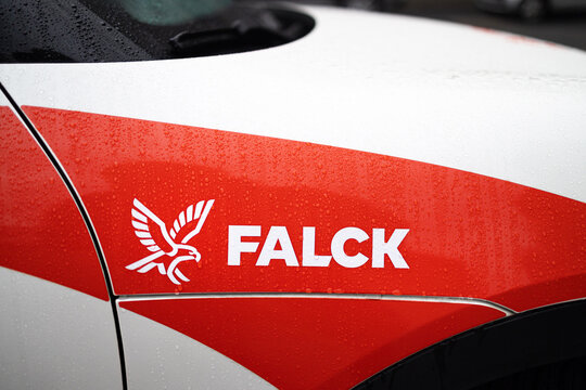 cologne, nrw, germany - 20 12 2025: a falck sign