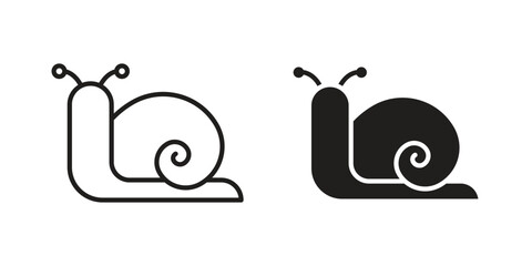 Snail icons for apps and print media. Editable stroke and flat icons © iconic