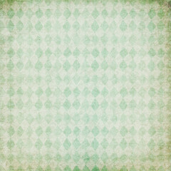 Vintage green grunge paper texture with subtle diamond pattern. Distressed background for invitations, scrapbooking, branding and overlays.