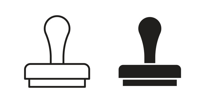 Stamp icons for apps and print media. Editable stroke and flat icons