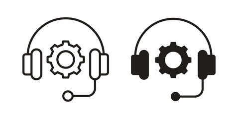 Technical support icons for apps and print media. Editable stroke and flat icons