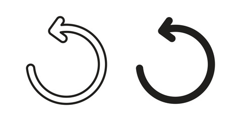 Undo icons for apps and print media. Editable stroke and flat icons