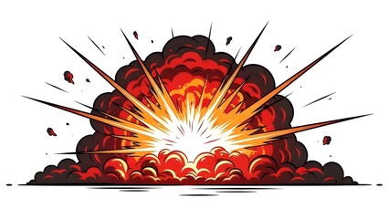 Cartoon explosion with massive fiery blast dynamic comic style impact.