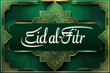 Greeting Card Traditional Muslim Islamic Holiday Eid al-Fitr with Creeds symbol faith AI Generative