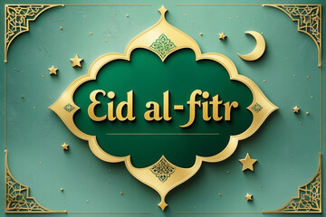 Greeting Card Traditional Muslim Islamic Holiday Eid al-Fitr with Creeds symbol faith AI Generative