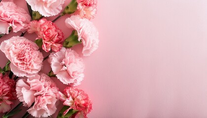 Floral Blush And Pink Carnation Flat Lay Flower Background