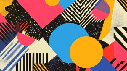 Abstract geometric composition with shapes and bold colors for graphic design