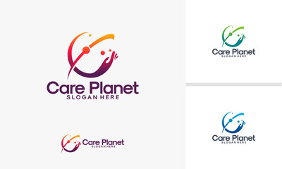 Care Planet Logo Design Abstract Globe Symbol.
