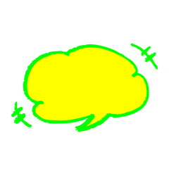 蛍光カラーのクレヨン風手描き吹き出しイラスト　ひらめきと注目を表現するポップなコメントフレーム