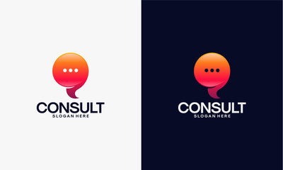 Consulting business logo with chat bubble icon and text.