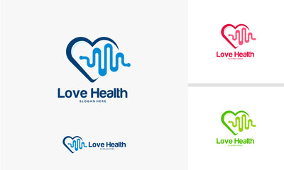 Heartbeat Health Logo Design Vector Medical Symbol.