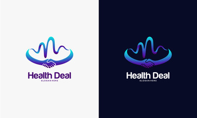 Health Deal Logo with Abstract Heartbeat Wave Design.