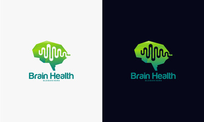 Brain Health Logo with Neural Wave and Green Gradient.