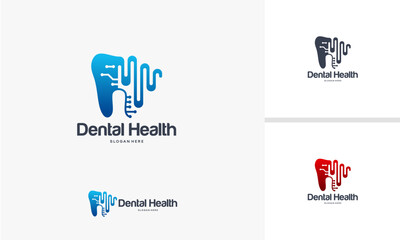 Dental Health Logo Design with Tooth and ECG Wave.