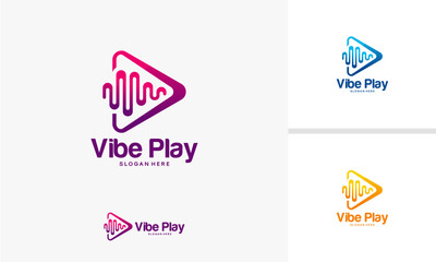 Vibe Play Logo Design with Sound Wave and Play Button.