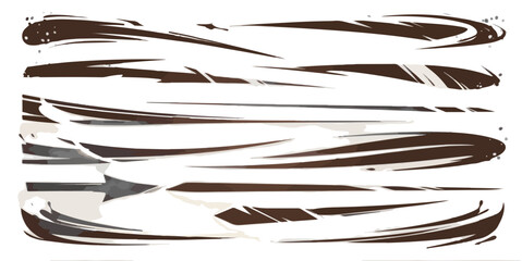 Conjunto de trazos din&aacute;micos marrones que simulan velocidad o r&aacute;fagas sobre fondo transparente.
